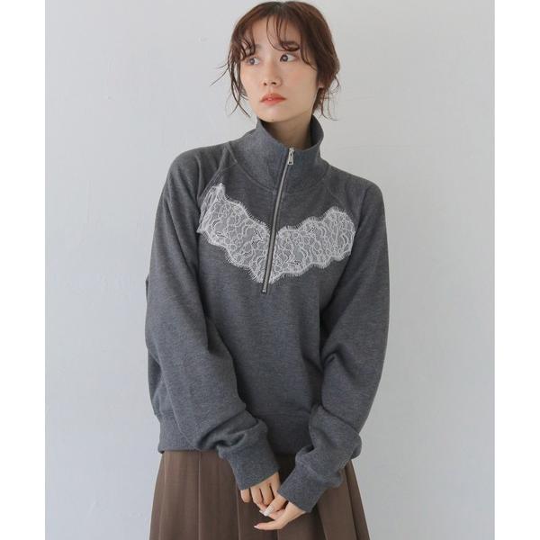 トレーナー スウェット 「CLEIO」リバーレースハーフジップ裏毛スウェット REVER LACE ...