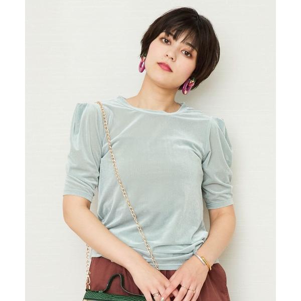 tシャツ 「JETSET SOLO PLUS」タックショルダーベロアカットソー レディース