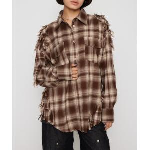 ブラウス シャツ CRASH CHECK シャツ レディース