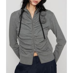 tシャツ FRONT ZIP GATHER トップス レディース