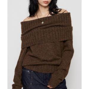 ニット セーター LOOSEY KNIT オフショルダー レディース