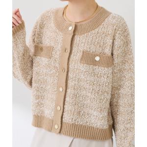 カーディガン ツイードライクニットジャケット レディース