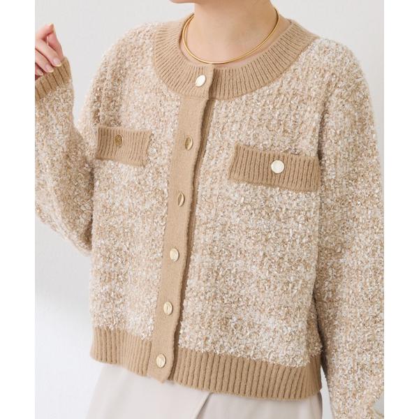 カーディガン ツイードライクニットジャケット レディース