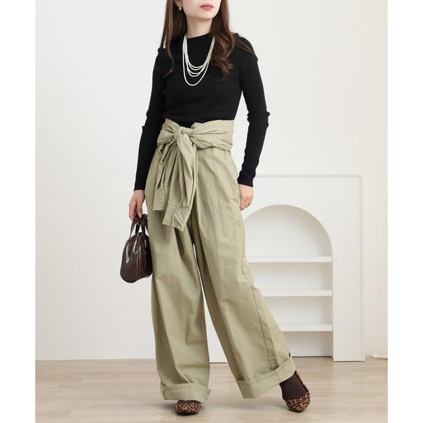 オールインワン ビッグポケット合繊ツイルワイドジャンプスーツ レディース