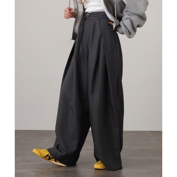 パンツ ヘザーエステルラップワイドパンツ レディース
