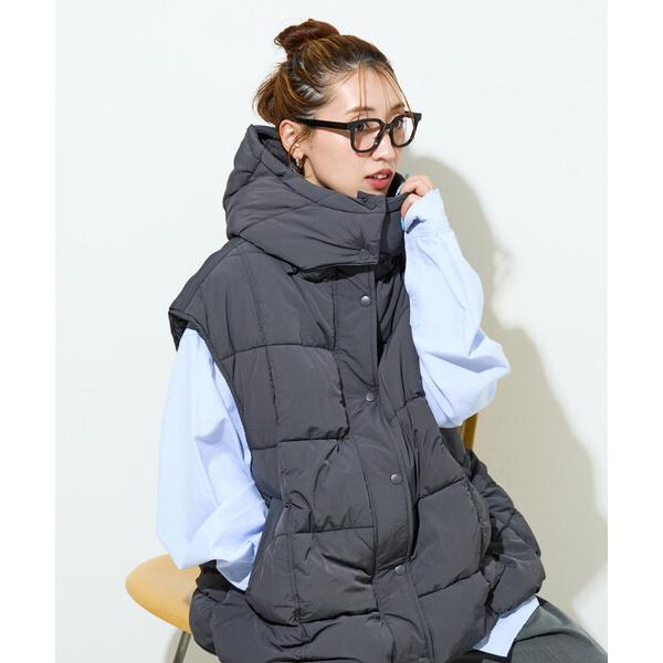 ダウンベスト ベスト 限定展開　中綿キルト ボリューム フーディー ベスト レディース
