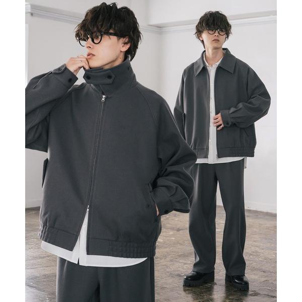 セットアップ 「セットアップ」T/Mショート丈ハリントンジャケット＆ワイドイージーパンツ無地/チェッ...