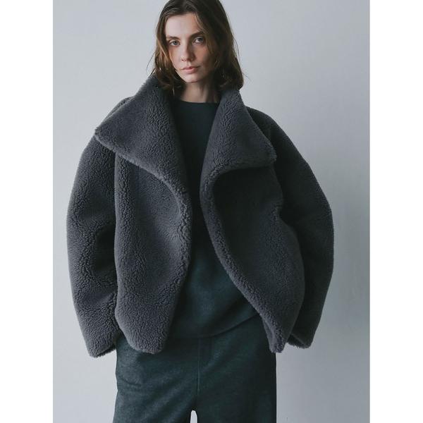 コート アウター スタンドカラーボアコート レディース