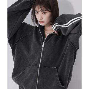パーカー 「 ２color 」ピグメントヴィンテージ加工サイドラインジップアップパーカー ／ Pigment vintage side line zi