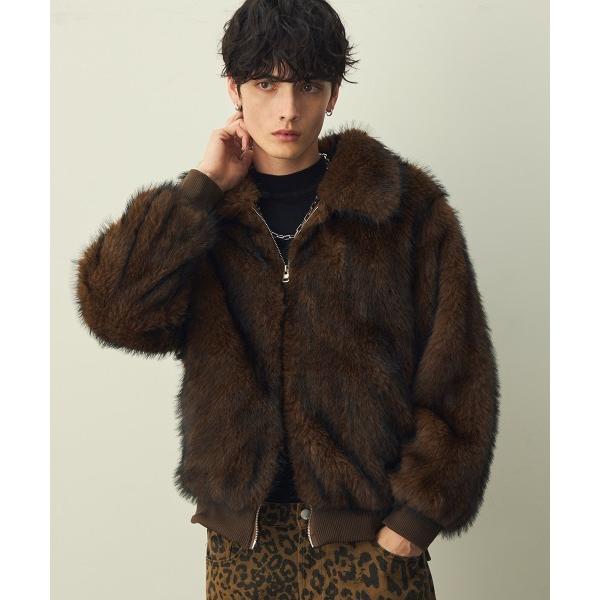 ブルゾン アウター Double-zip faux fur blouson / ダブルジップエコファ...