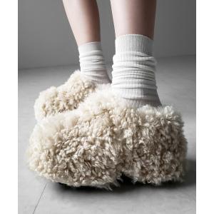 シューズ 「 ２color 」厚底テディボアサボサンダル ／ platform teddy boa sabo sandals レディース