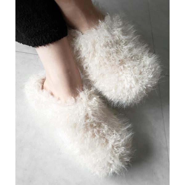 スリッパ 「 ３color 」クリンクルフェイクファールームシューズ ／  crinkle fake...