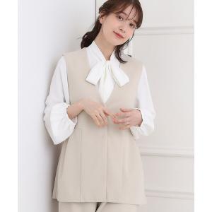 ベスト ジレ 入学式 卒業式 「洗濯機可/セットアップ可/S-3L」きちんと楽に。カットジョーゼット ペプラムジレ レディース