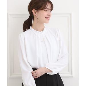 ブラウス シャツ 「洗濯機可/裏地つき」ミニフリル クルーネックブラウス レディース