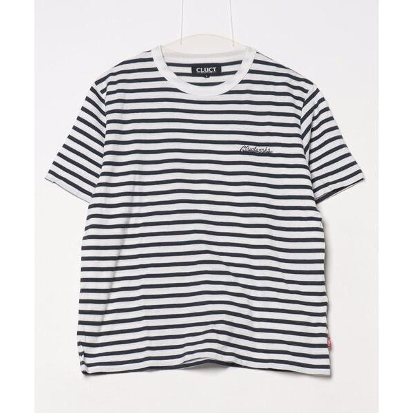 「CLUCT」 ボーダー柄半袖Tシャツ S ネイビー メンズ