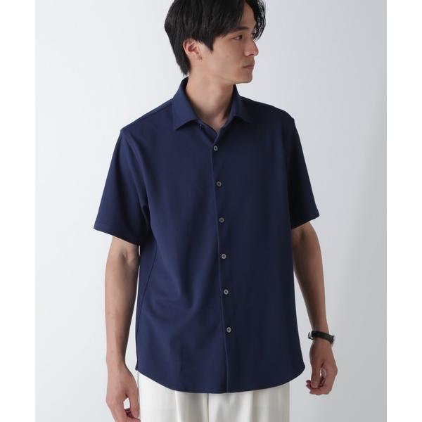 「NANO universe」 半袖シャツ L ネイビー メンズ