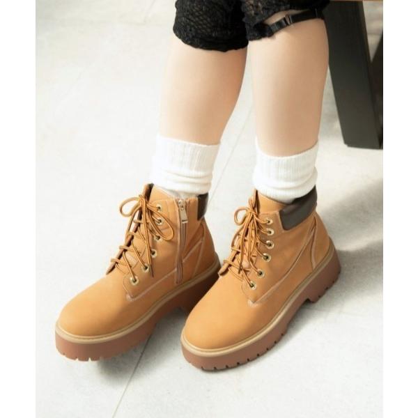ブーツ 「R＆E」ラバーソールレースアップワークブーツ レディース