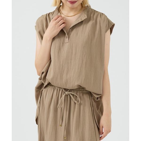 ブラウス シャツ 「セットアップ対応」レーヨンフレンチスリーブブラウス レディース