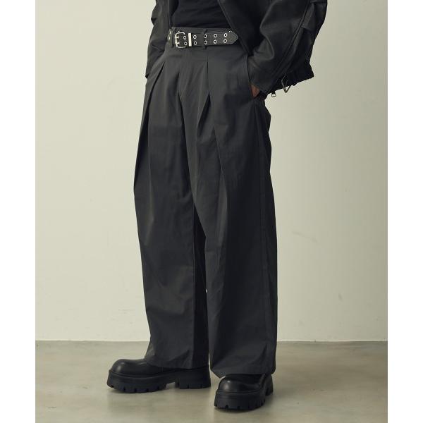 ワイドパンツ スラックス Tuck wide straight slacks / タックワイドストレ...
