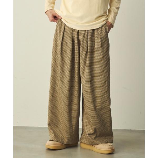 ワイドパンツ スラックス 2-Tuck Checked Wide-leg Slacks / 2タック...