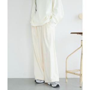 パンツ 両面起毛タックワイドパンツ レディース