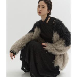 カーディガン 「CLANE/クラネ」BI COLOR SHAGGY KNIT CARDIGAN/バイカラーシャギーニットカーディガン/秋服 レディース