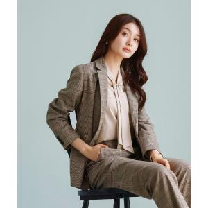 スーツ 「 洗える 」 トラッドチェック・テーラードダブルジャケット レディース