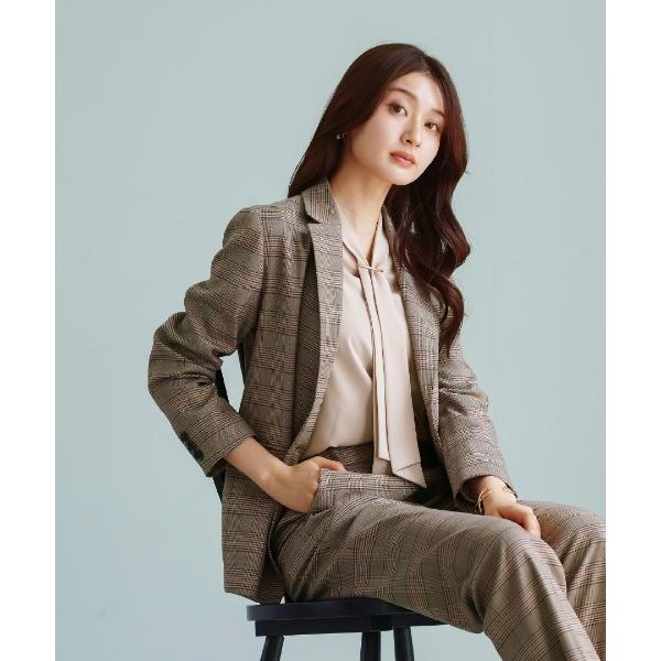 スーツ 「 洗える 」 トラッドチェック・テーラードダブルジャケット レディース