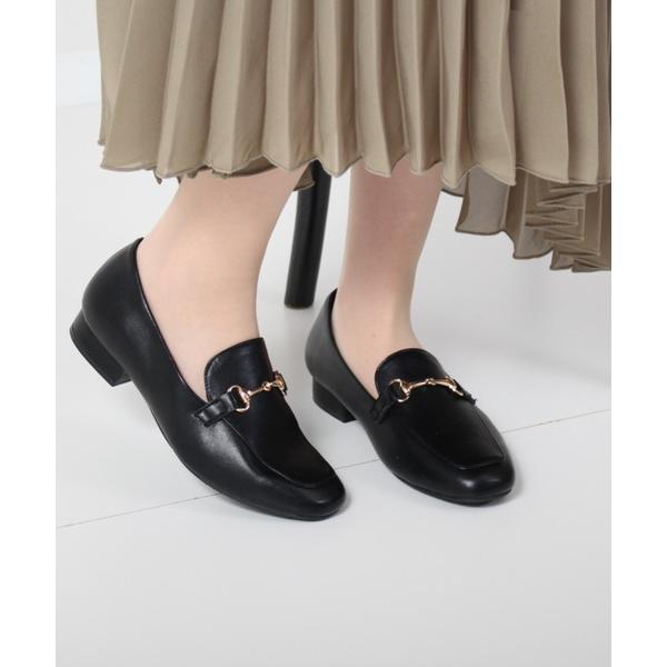 パンプス 「雨晴兼用」スクエアトゥ 防水ビットローファーパンプス 51104