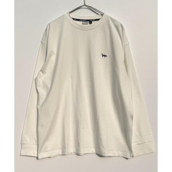 tシャツ T-MAC ワンポイント刺繍　オーバーサイズ長袖Tシャツ　FOX刺繍　ルーズシルエット　ロ...