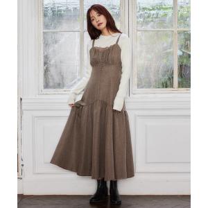 ワンピース レース付きギャザーキャミワンピース 605518