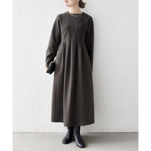 ワンピース SHIPS any: エア ニードル クルーネック タック フレア ワンピース