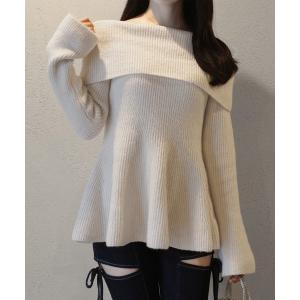 JUNOAH チュールペプラムドッキングニット セール】チュールペプラムドッキングニット（ニット/セーター