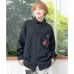 ブラウス シャツ 353102：オオカミさんには気をつけて オックスフォードシャツ レディース メンズ