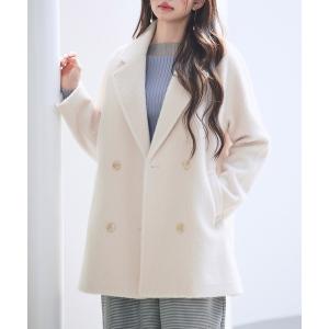 ジャケット テーラードジャケット ダブルブレストテーラードウールライクジャケット/コート レディース
