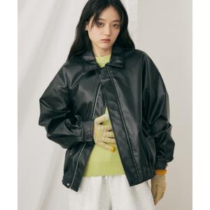 ブルゾン アウター オーバーサイズフェイクレザーフライトジャケット レディース メンズ