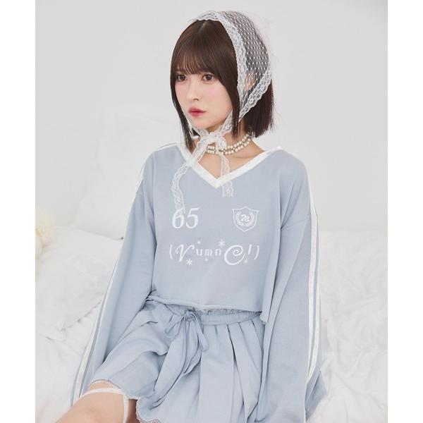 トレーナー スウェット 「セットアップ可能」ベロアコンビVネックスウェット / velour com...