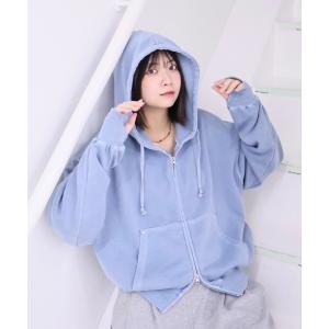 パーカー kurumi - スタッズ付きZIPパーカー レディース メンズ