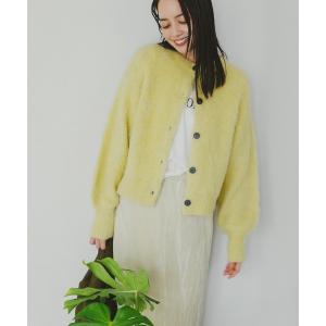 カーディガン クルーネックフェザーカーディガン レディース