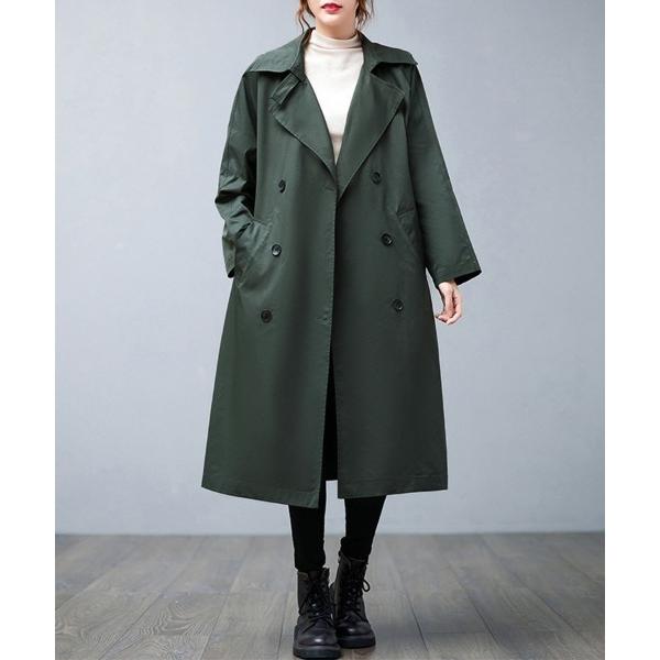 トレンチコート コート ノッチドラペル×ダブルヨークロングトレンチコート レディース