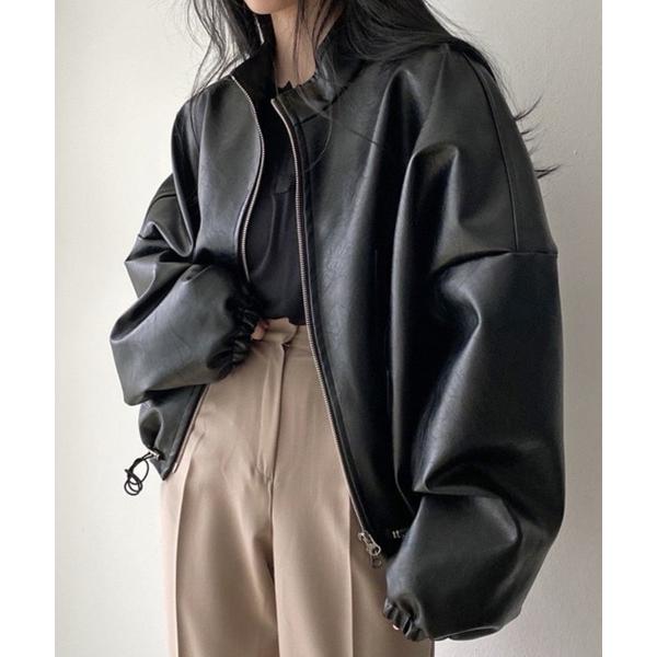 ブルゾン アウター スタンドカラーダブルジップジャケット レディース