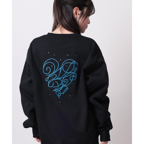 トレーナー スウェット 「82」ラインストーン ハート刺繍 裏起毛 スウェット レディース メンズ
