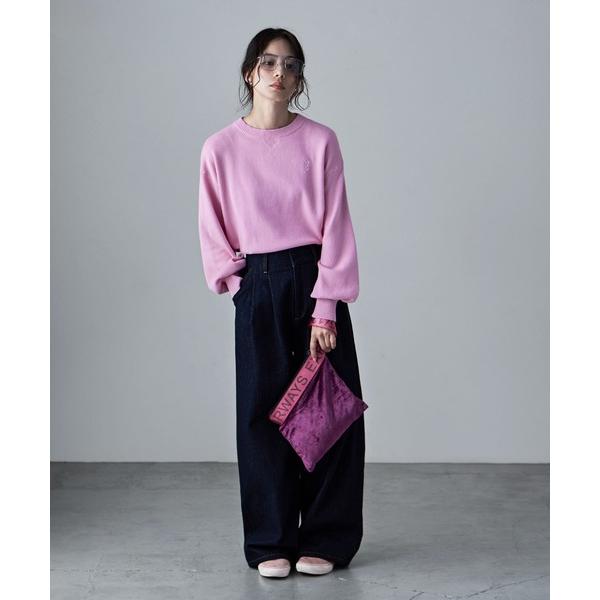 ニット セーター スウェットライク刺繍ロゴニット レディース