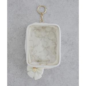 ポーチ リボンプリントクリアポーチ レディース