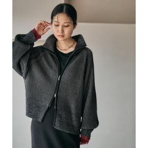 カーディガン 7ゲージ配色リブZIPカーディガン2　571558 レディース