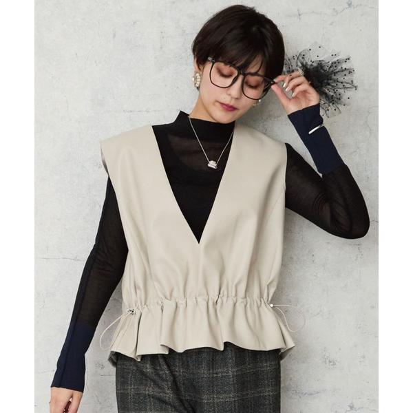 「JETSET SOLO PLUS」フェイクレザー ドロストベスト レディース