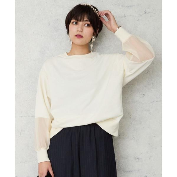 tシャツ 「FONT LAB」ミニ裏毛シアースリーブ コンビカットソー レディース