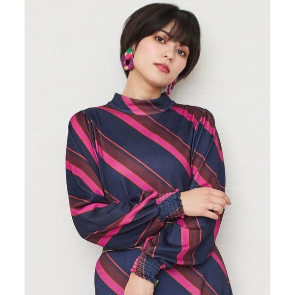 tシャツ 「TINTA」バイヤスストライプハイネック トップス レディース