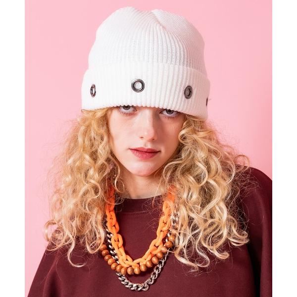 ニット帽 ニットキャップ レディース an meets zakka ハトメホールスタッズニット帽 レ...