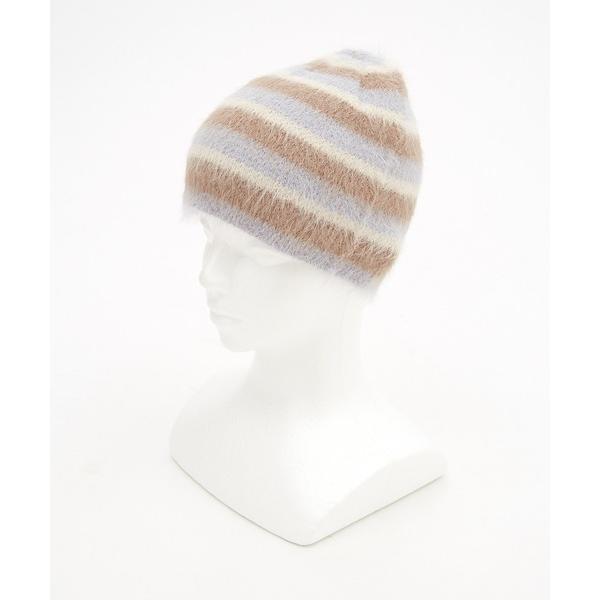 ニット帽 ニットキャップ レディース an meets zakka レトロ配色ボーダーファーニット帽...